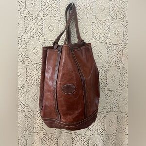 leather bag LARELLA ITALY bucket bag backpack w/ straps Italian vintage